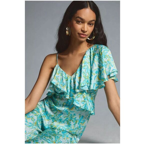 NWT Anthropologie Corey Lynn Calter Ruffle Wide Leg Jumpsuit Size M - Picture 3 of 10